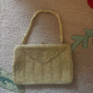 Elegant Gold Beaded Handbag